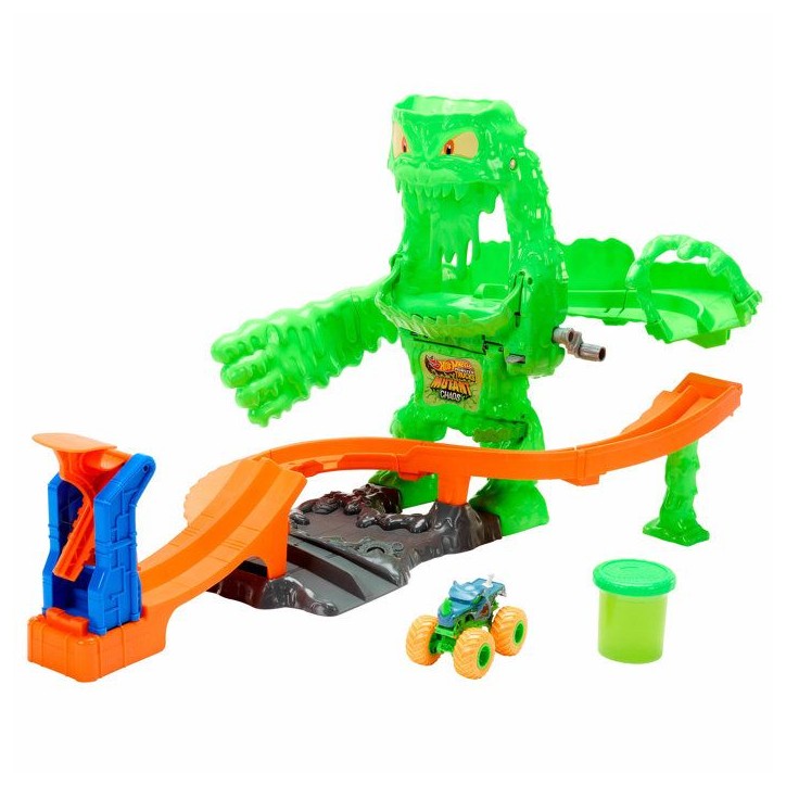 Coffret de jeu - HOT WHEELS Monster Trucks - Combat Monstrueux Mutant - Rhinomite 1/64 - Slime inclus - Dès 4 ans