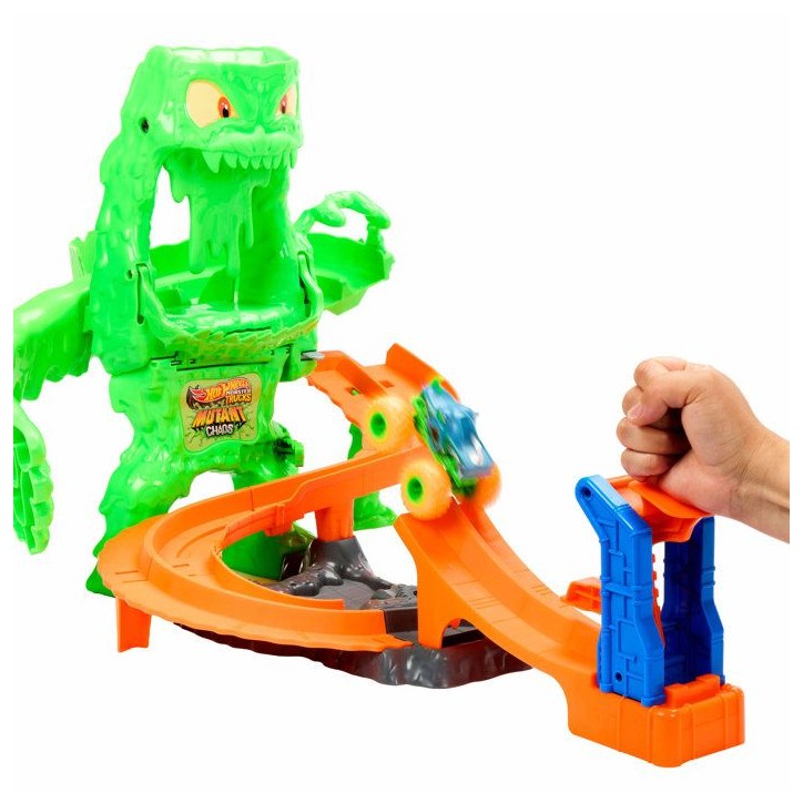 Coffret de jeu - HOT WHEELS Monster Trucks - Combat Monstrueux Mutant - Rhinomite 1/64 - Slime inclus - Dès 4 ans
