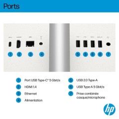 PC Tout-en-un HP 27-cr0081nf - Windows 11 - 27" FHD IPS - Core i5-1334