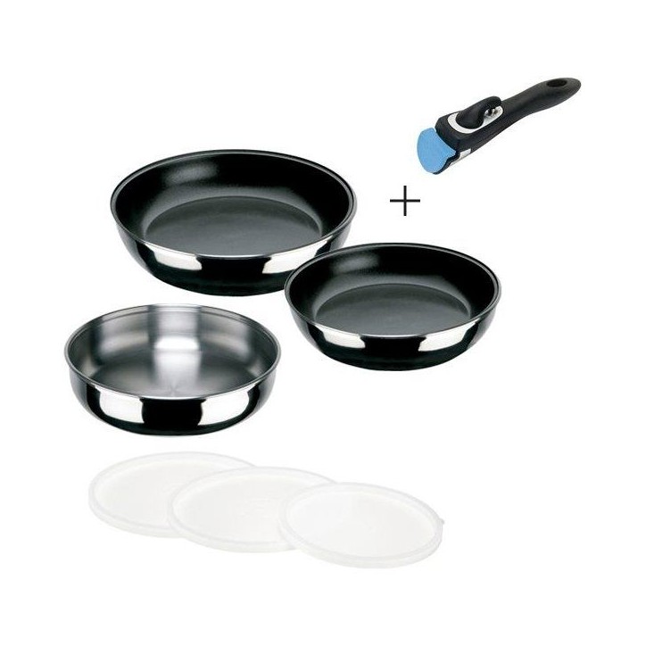 Batterie cuisine - INOXIBAR - Set d’Artagnan - antiadhésif - manche amovible - empilable