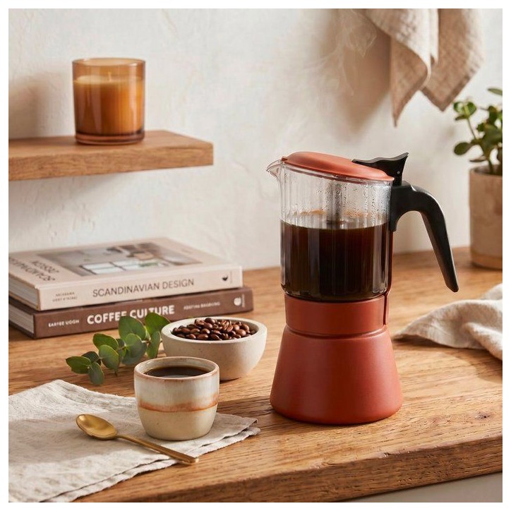 Cafetière italienne - INOXIBAR - Clair 9 tasses Terra - verre borosilicaté - induction - soupape sécurité Cafetière italienne - INOXIBAR - Clair 9 tasses Terra - verre borosilicaté - induction - soupape sécurité