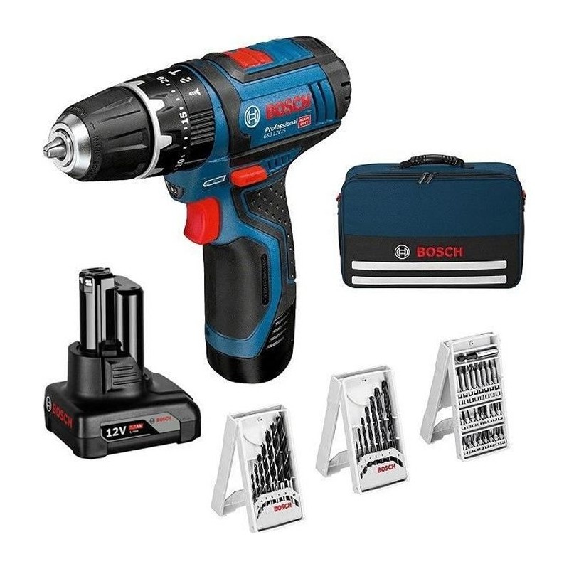 Perceuse-visseuse a percussion Bosch Professional GSB 12V-15, 2 batter