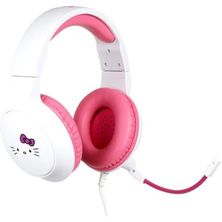 Casque gaming circum-aural - Filaire - Konix - PC, PS5, Switch 2 et Xbox - Hello Kitty - Microphone - Câble 1,5 m - Blanc et ro