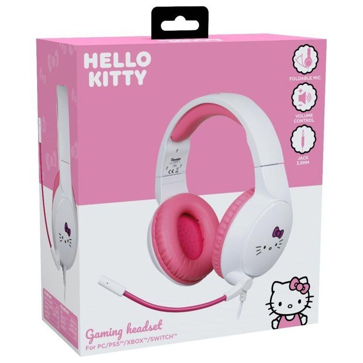 Casque gaming circum-aural - Filaire - Konix - PC, PS5, Switch 2 et Xbox - Hello Kitty - Microphone - Câble 1,5 m - Blanc et ro Casque gaming circum-aural - Filaire - Konix - PC, PS5, Switch 2 et Xbox - Hello Kitty - Microphone - Câble 1,5 m - Blanc et ro