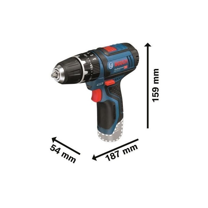 Perceuse-visseuse a percussion Bosch Professional GSB 12V-15, 2 batteries 2Ah et 4Ah, 1 chargeur et set d'accessoire - 06019B690 Perceuse-visseuse a percussion Bosch Professional GSB 12V-15, 2 batteries 2Ah et 4Ah, 1 chargeur et set d'accessoire - 06019B690