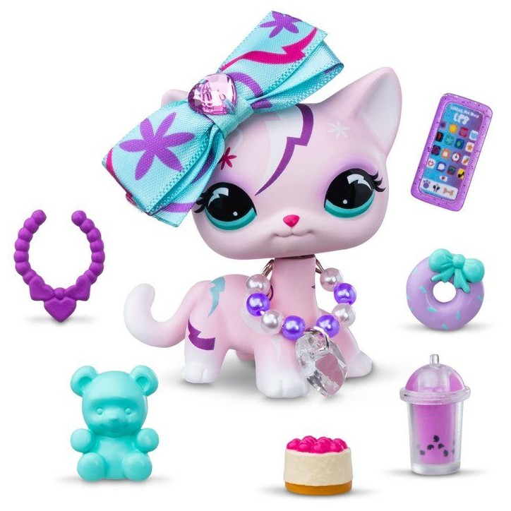 Coffret figurines - LITTLEST PET SHOP - Sweet & Stylish BF00747 - 4 figurines - 1 rare - Accessoires