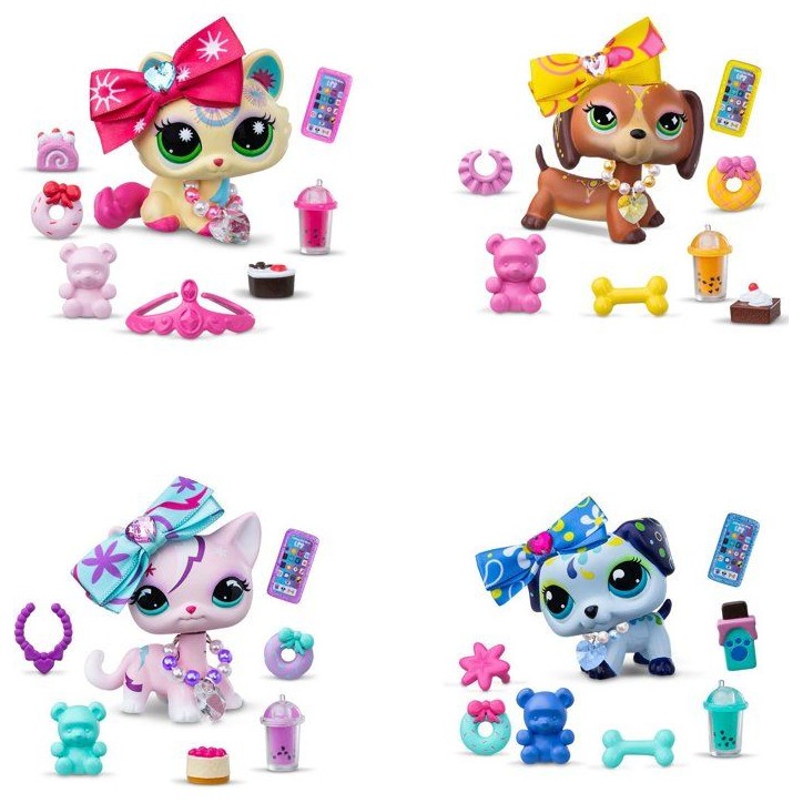 Coffret figurines - LITTLEST PET SHOP - Sweet & Stylish BF00747 - 4 figurines - 1 rare - Accessoires