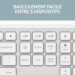Clavier - Sans fil - Logitech - Signature Slim K950 - AZERTY - Blanc