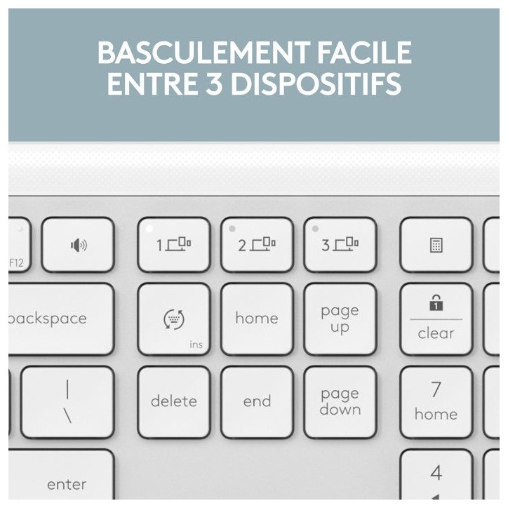 Clavier - Sans fil - Logitech - Signature Slim K950 - AZERTY - Blanc