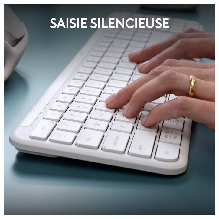 Clavier - Sans fil - Logitech - Signature Slim K950 - AZERTY - Blanc
