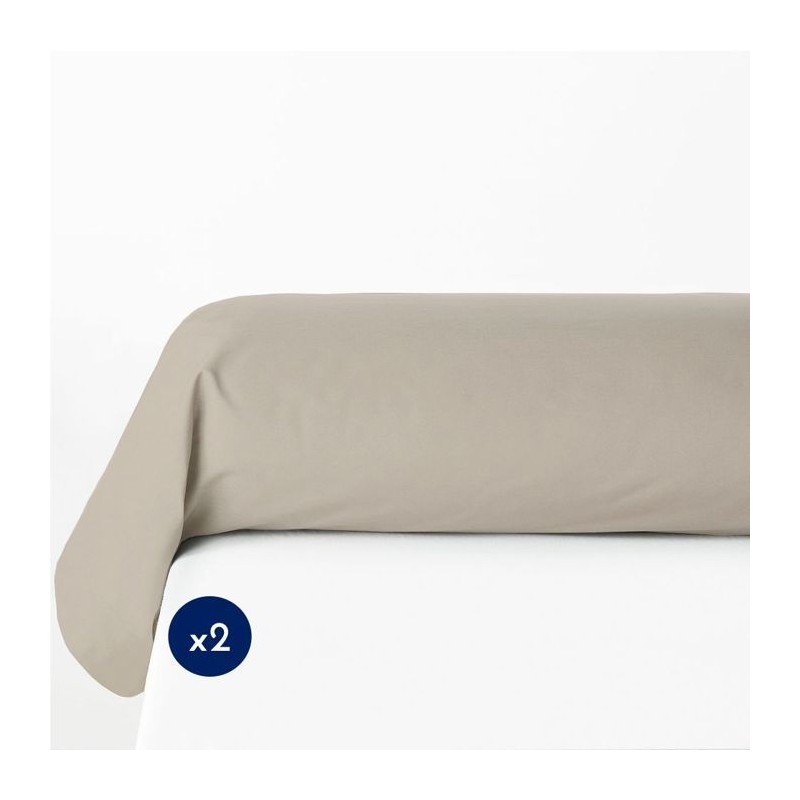 Lot de 2 taies de traversin - LOVELY HOME - 85 x 185 cm - Beige clair