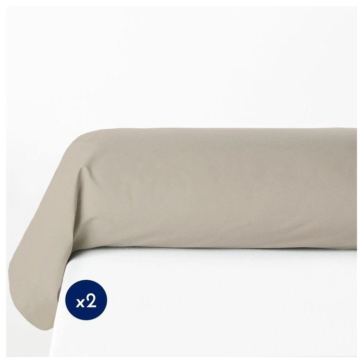 Lot de 2 taies de traversin - LOVELY HOME - 85 x 185 cm - Beige clair