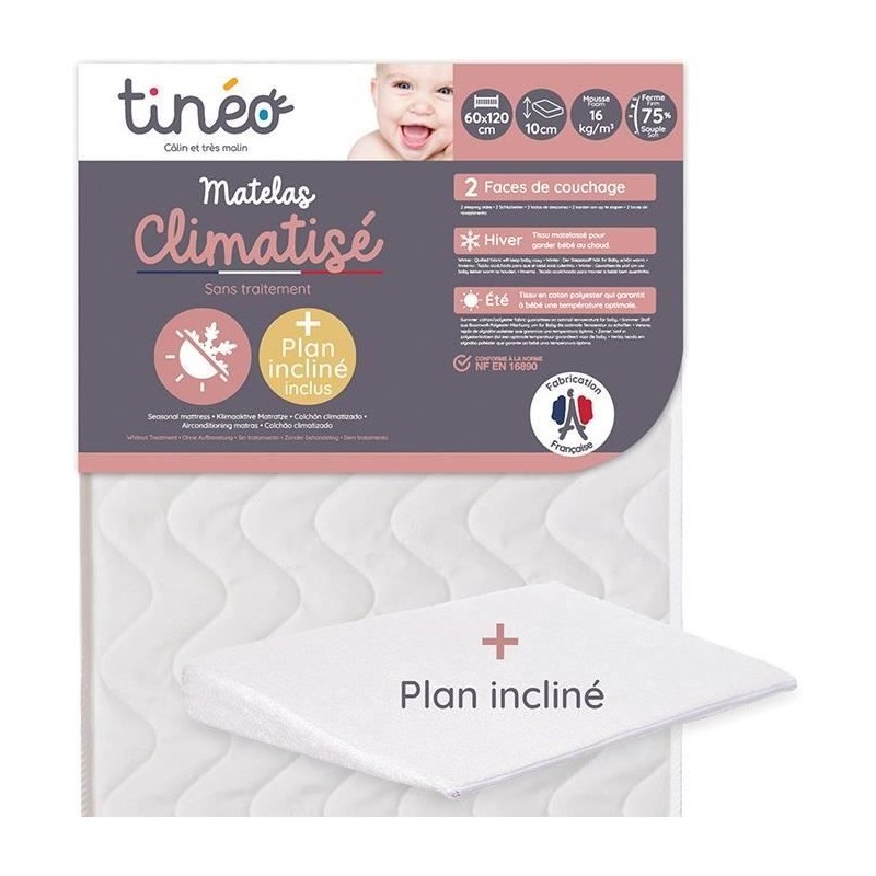 Matelas Climatisé TINEO 60x120 cm - Epaisseur 10 cm - Livre avec un p Matelas Climatisé TINEO 60x120 cm - Epaisseur 10 cm - Livre avec un p