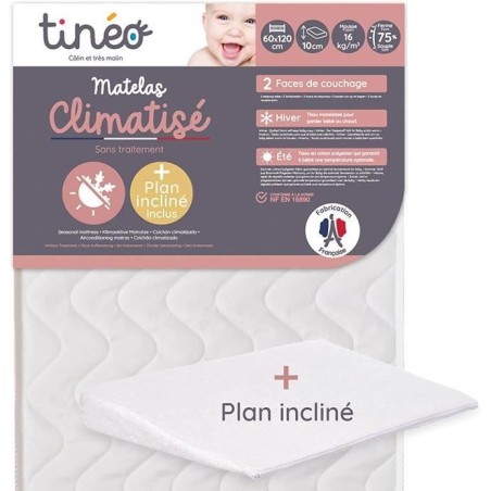 Matelas Climatisé TINEO 60x120 cm - Epaisseur 10 cm - Livre avec un p