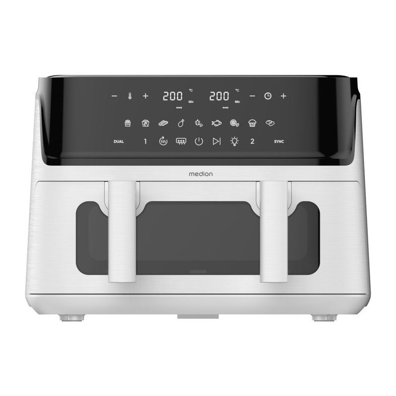 Air Fryer - MEDION - P25 XXL Flex M - Grande capacité 10,8 L - Sépar