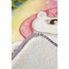 Tapis enfant Licorne 140 x 190 cm - Épaisseur : 10 mm - 700 g/m² - Revers antidérapant - Antibactérien - Lavable en machine