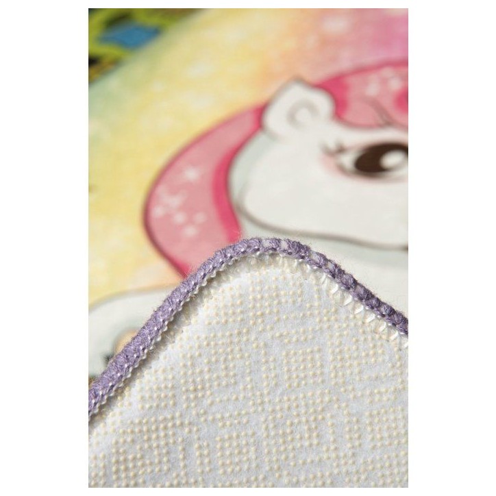 Tapis enfant Licorne 140 x 190 cm - Épaisseur : 10 mm - 700 g/m² - Revers antidérapant - Antibactérien - Lavable en machine