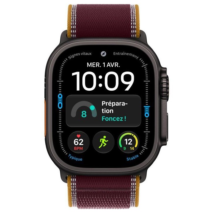 APPLE Watch Ultra 4 GPS + Cellular - 49mm - Boîtier Black Titanium - Bracelet Burgundy Trail Loop - S/M APPLE Watch Ultra 4 GPS + Cellular - 49mm - Boîtier Black Titanium - Bracelet Burgundy Trail Loop - S/M