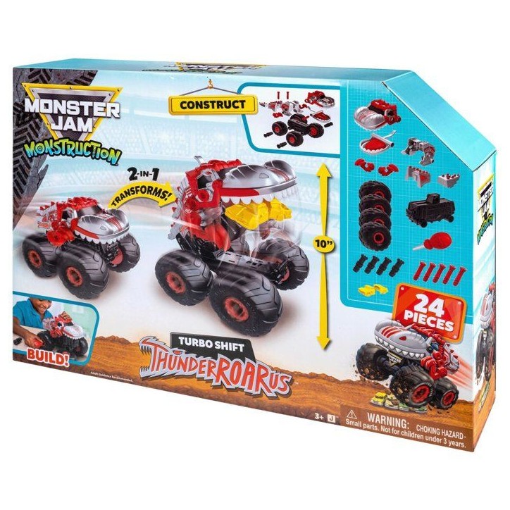 Véhicule transformable - MONSTER JAM - ThunderROARus - 25 cm - 21 pièces - mode dinosaure