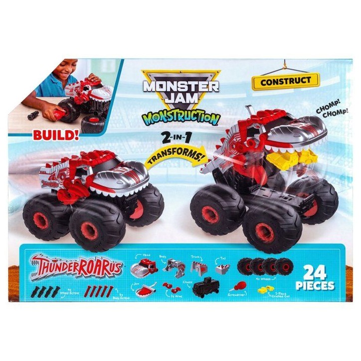 Véhicule transformable - MONSTER JAM - ThunderROARus - 25 cm - 21 pièces - mode dinosaure