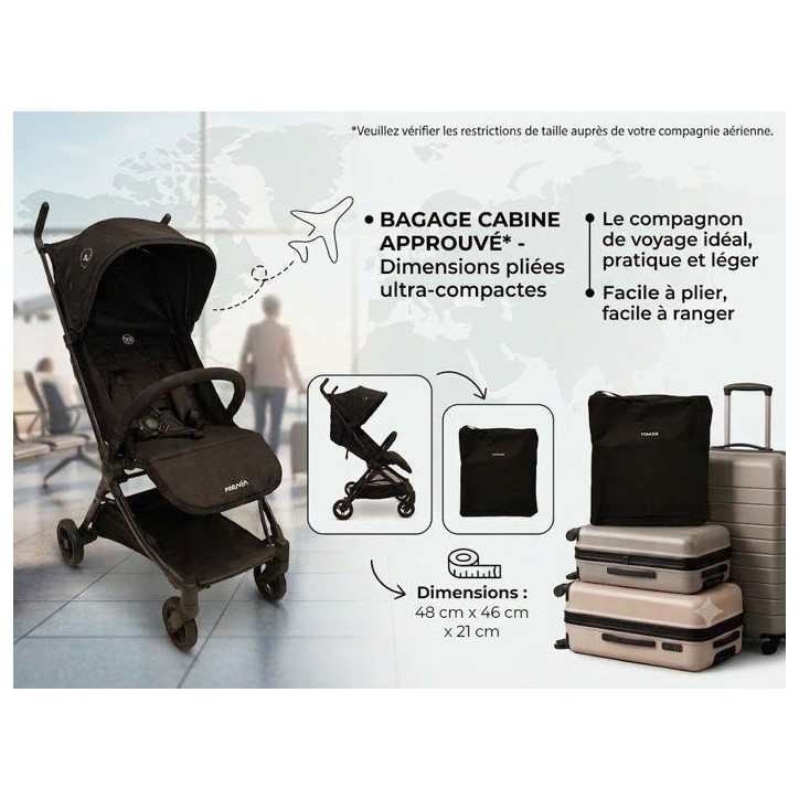NANIA - Poussette ultra-compacte - Babyjet - Sac de transport inclus - 4 roues - Noir NANIA - Poussette ultra-compacte - Babyjet - Sac de transport inclus - 4 roues - Noir