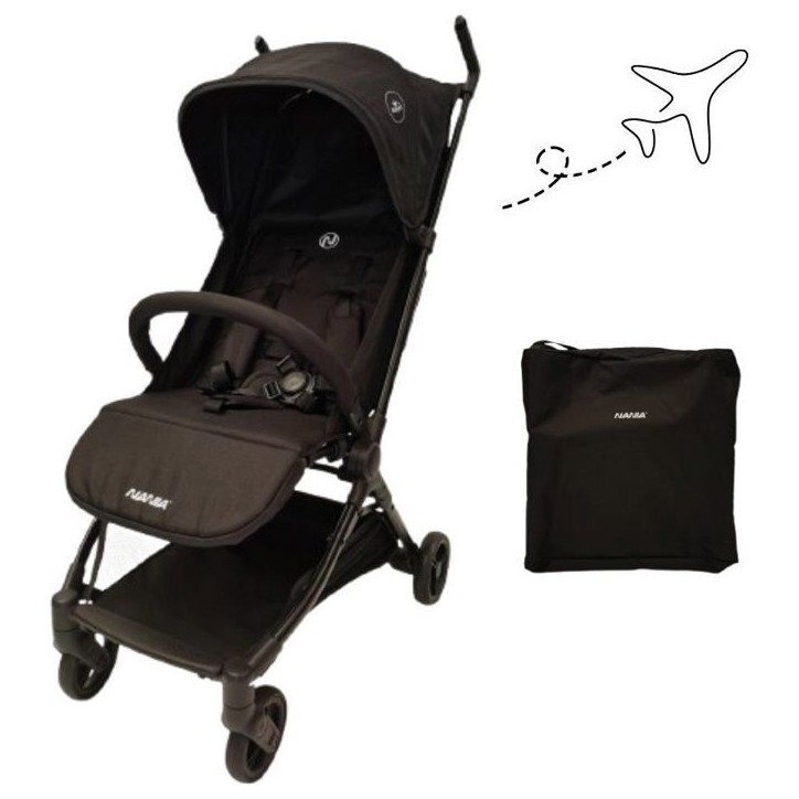 NANIA - Poussette ultra-compacte - Babyjet - Sac de transport inclus - 4 roues - Noir NANIA - Poussette ultra-compacte - Babyjet - Sac de transport inclus - 4 roues - Noir
