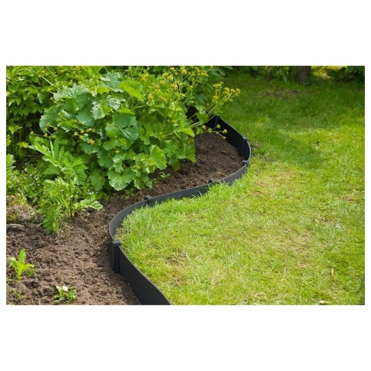 Bordure de jardin - NATURE - Noir - PE recyclé, épaisseur 3 mm - H7,5 cm x 10m - 10 Ancres noires - H19,5x 1,9x 1,8cm Bordure de jardin - NATURE - Noir - PE recyclé, épaisseur 3 mm - H7,5 cm x 10m - 10 Ancres noires - H19,5x 1,9x 1,8cm