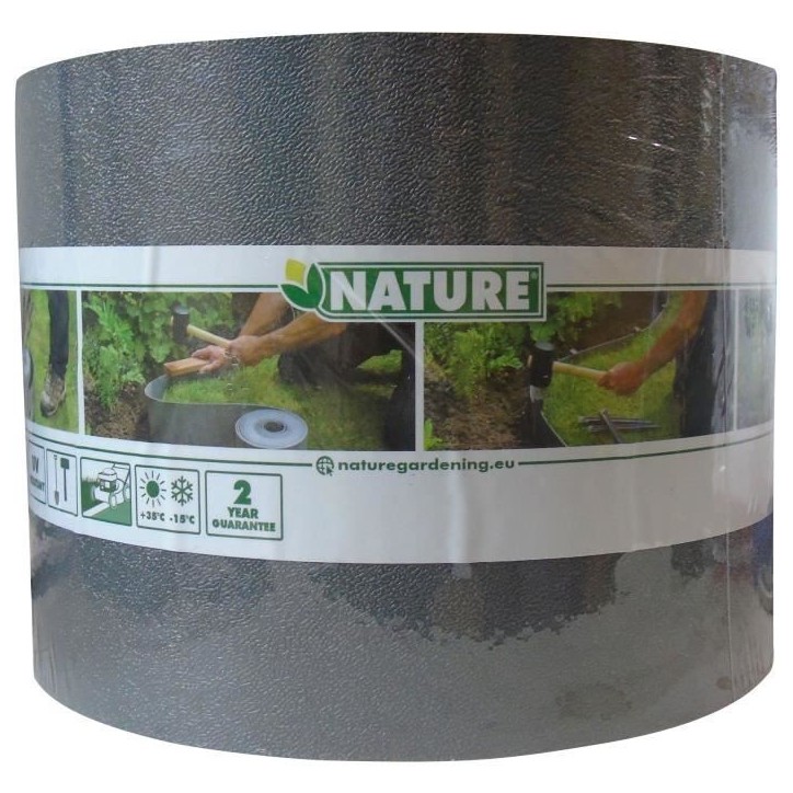 Bordure de jardin - NATURE - Gris - PE recyclé, épaisseur 3 mm - H15 cm x 10 m - 10 Ancres grises - H26,7 x 1,9 x 1,8 cm Bordure de jardin - NATURE - Gris - PE recyclé, épaisseur 3 mm - H15 cm x 10 m - 10 Ancres grises - H26,7 x 1,9 x 1,8 cm
