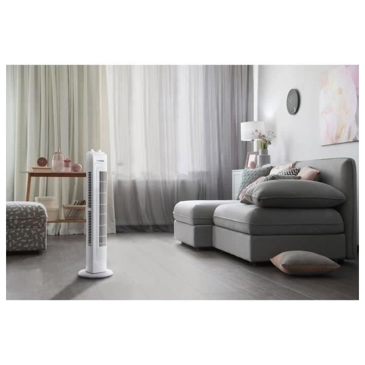 Ventilateur colonne OCEANIC - 40W - Hauteur 78 cm - 3 vitesses - Oscillant - Minuterie - Blanc