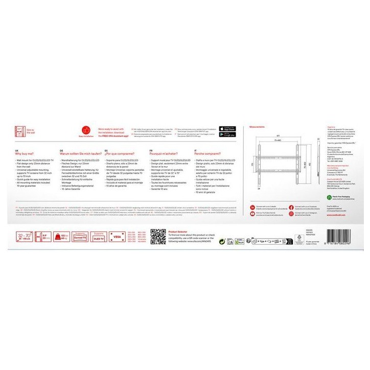 Support mural TV - SMART - WM2415 - Fixe - TV 32 à 70 pouces