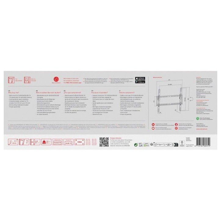 Support mural TV - SMART - WM2425 - Inclinable 8° - TV 32 à 70 pouces