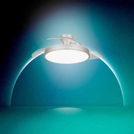 Ventilateur de plafond - Philips - Atlas - Pales rétractables - Diametre 106 cm - Nickel - LED intégrée + télécommande