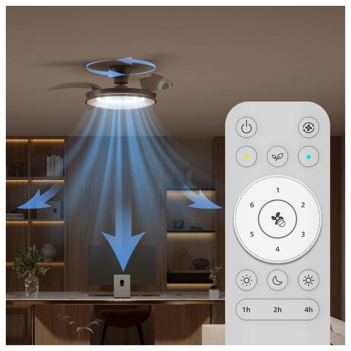 Ventilateur de plafond - Philips - Atlas - Pales rétractables - Diametre 106 cm - Nickel - LED intégrée + télécommande Ventilateur de plafond - Philips - Atlas - Pales rétractables - Diametre 106 cm - Nickel - LED intégrée + télécommande