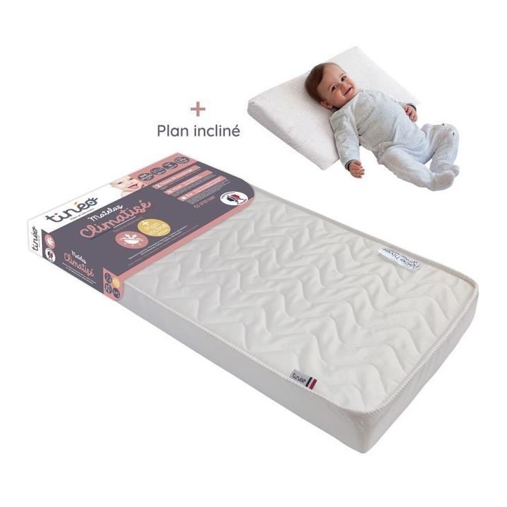 Matelas Climatisé TINEO 60x120 cm - Epaisseur 10 cm - Livre avec un plan incliné 15° Matelas Climatisé TINEO 60x120 cm - Epaisseur 10 cm - Livre avec un plan incliné 15°