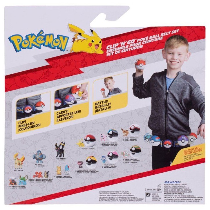 Ceinture Poké Ball - POKEMON - Clip'N Go Métamorph - 2 Poké Balls - figurine incluse