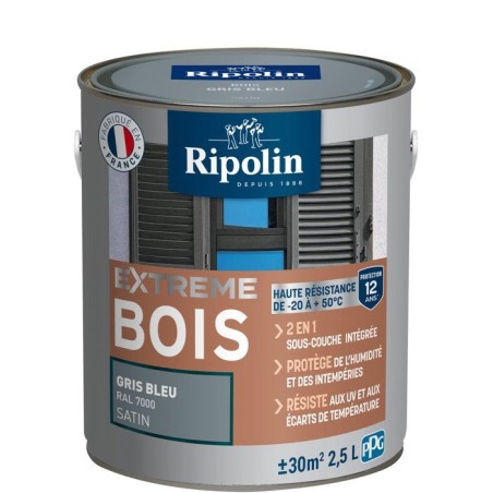 RIPOLIN Peinture pour pour Bois Intérieur & Extérieur - Gris Bleu Ra