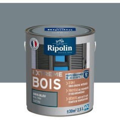 RIPOLIN Peinture pour pour Bois Intérieur & Extérieur - Gris Bleu Ral 7000 Satin, 2,5L