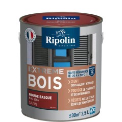 Peinture Extreme bois - Rouge basque RAL 3004 satin - RIPOLIN - 2,5 L
