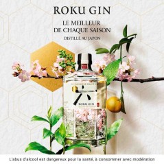 Roku Gin Craft Japonais - Gin aux 6 Botaniques Japonaises| 43% vol | 7