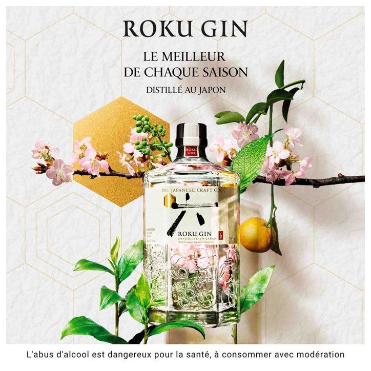 Roku Gin Craft Japonais - Gin aux 6 Botaniques Japonaises| 43% vol | 70cl