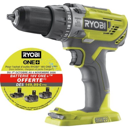 RYOBI Perceuse à percussion 18V ONE+ - sans batterie ni chargeur - R1