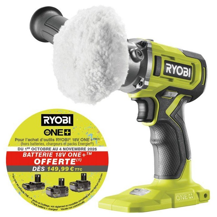 RYOBI Polisseuse rotative 18V ONE+ carrosserie - sans batterie ni chargeur - RDP18-0 RYOBI Polisseuse rotative 18V ONE+ carrosserie - sans batterie ni chargeur - RDP18-0
