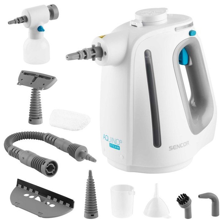 Nettoyeur vapeur à main SENCOR SSC 3510WH - Vapeur prête en 30 s - Doseur détergent intégré - Câble 4 m - Blanc