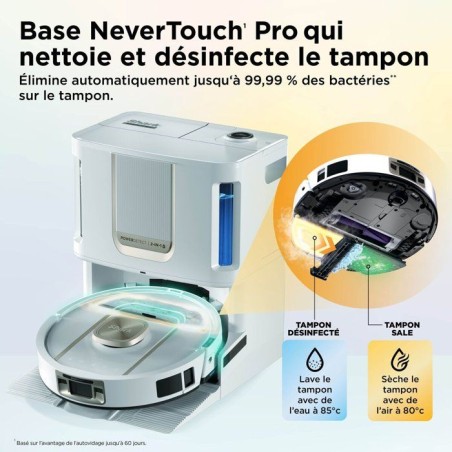 Robot Aspirateur Laveur - SHARK PowerDetect ThermaCharged AV2900XEEUWH - Base autovidante - Auto-lavage à 85 °C - 650 W