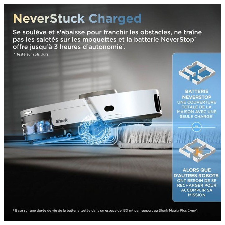 Robot Aspirateur Laveur - SHARK PowerDetect ThermaCharged AV2900XEEUWH - Base autovidante - Auto-lavage à 85 °C - 650 W