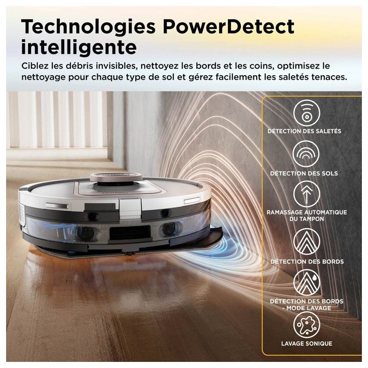 Robot Aspirateur Laveur - SHARK PowerDetect ThermaCharged AV2900XEEUWH - Base autovidante - Auto-lavage à 85 °C - 650 W