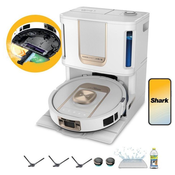 Robot aspirateur laveur - SHARK PowerDetect ThermaCharged AV2920XEEUWH - Base NeverTouch Pro - Auto-lavage à 85 °C - 650 W Robot aspirateur laveur - SHARK PowerDetect ThermaCharged AV2920XEEUWH - Base NeverTouch Pro - Auto-lavage à 85 °C - 650 W