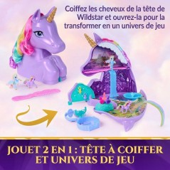 Tête à coiffer 2 en 1 Licorne Wildstar - Unicorn Academy - Se transforme en playset - SPIN MASTER - A partir De 4 Ans