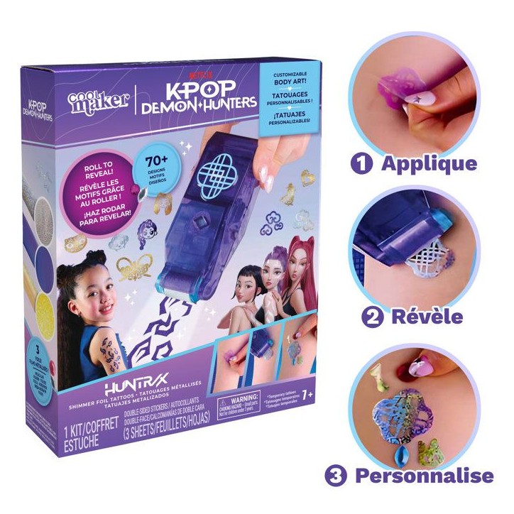 Shimmer Me Body Art KPop Demon Hunters Cool Maker - Atelier tatouages éphémères métallisés - SPIN MASTER - A partir de 7 an