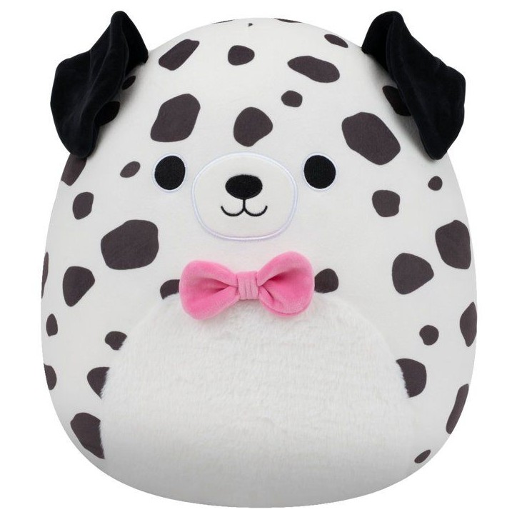 Peluche dalmatien - SQUISHMALLOWS - Dustin - 40 cm - ventre duveteux - nœud papillon